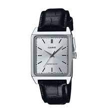 Casio Mtp-v007l-7e1 Men's Rectangular Leather Strap Silver Dial Dress Watch